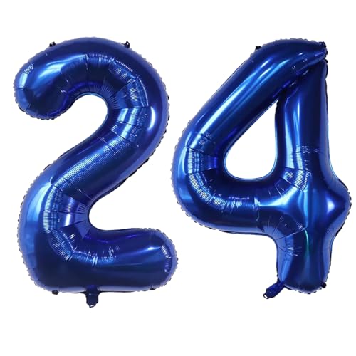 Luftballon mit Zahl 24, selbstdichtend für Geburtstagsparty-Dekorationen und Jubiläums-Party-Dekoration, 101,6 cm, Marineblau 24 Luftballon mit Zahl 24, selbstdichtend für Geburtstagsparty-Dekorationen und Jubiläums-Party-Dekoration, 101,6 cm, Marineblau 24 von EBAIJQUO