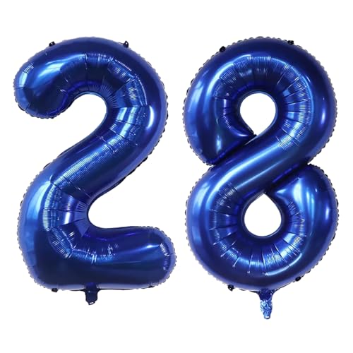 Luftballon mit Zahl 28, selbstdichtend für Geburtstagsparty-Dekorationen und Jubiläums-Party-Dekoration, 101,6 cm, Marineblau 28 Luftballon mit Zahl 28, selbstdichtend für Geburtstagsparty-Dekorationen und Jubiläums-Party-Dekoration, 101,6 cm, Marineblau 28 von EBAIJQUO