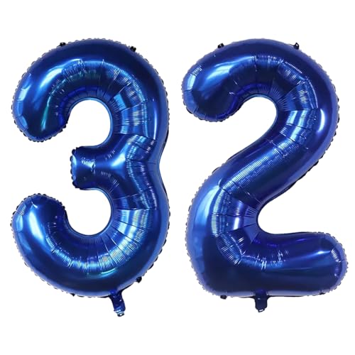 Luftballon mit Zahl 32, selbstdichtend für Geburtstagsparty-Dekorationen und Jubiläums-Party-Dekoration, 101,6 cm, Marineblau 32 Luftballon mit Zahl 32, selbstdichtend für Geburtstagsparty-Dekorationen und Jubiläums-Party-Dekoration, 101,6 cm, Marineblau 32 von EBAIJQUO
