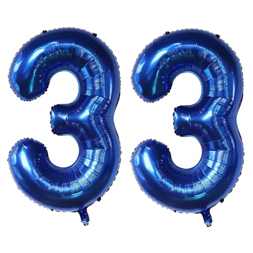 Luftballon mit Zahl 33, selbstdichtend für Geburtstagsparty-Dekorationen und Jubiläums-Party-Dekoration, 101,6 cm, Marineblau 33 Luftballon mit Zahl 33, selbstdichtend für Geburtstagsparty-Dekorationen und Jubiläums-Party-Dekoration, 101,6 cm, Marineblau 33 von EBAIJQUO