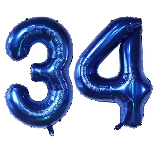 Luftballon mit Zahl 34, selbstdichtend für Geburtstagsparty-Dekorationen und Jubiläums-Party-Dekoration, 101,6 cm, Marineblau 34 Luftballon mit Zahl 34, selbstdichtend für Geburtstagsparty-Dekorationen und Jubiläums-Party-Dekoration, 101,6 cm, Marineblau 34 von EBAIJQUO