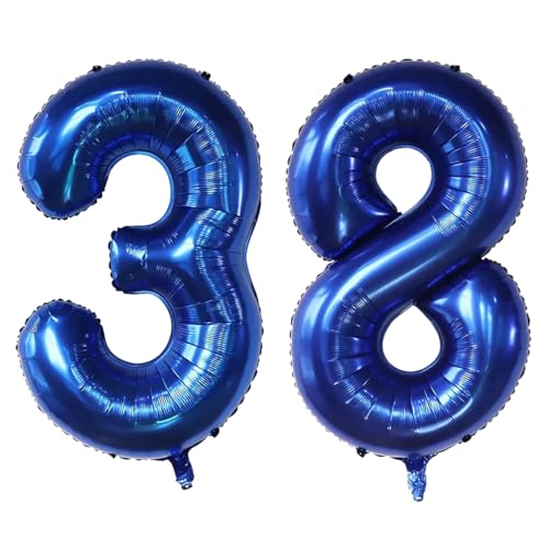 Luftballon mit Zahl 38, 101,6 cm, selbstdichtend für Geburtstagsparty-Dekorationen und Jubiläums-Party-Dekoration (Marineblau 38) von EBAIJQUO