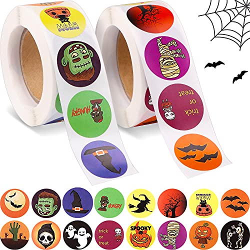 1000 Stück Halloweens Aufkleber, EBANKU Kürbisse Versiegelungsaufkleber Rolle Selbstklebende Kürbisaufkleber Aufkleber Backetikett für Umschlag Geschenkverpackung Verpackung DIY Craft Scrapbooking (B) von EBANKU