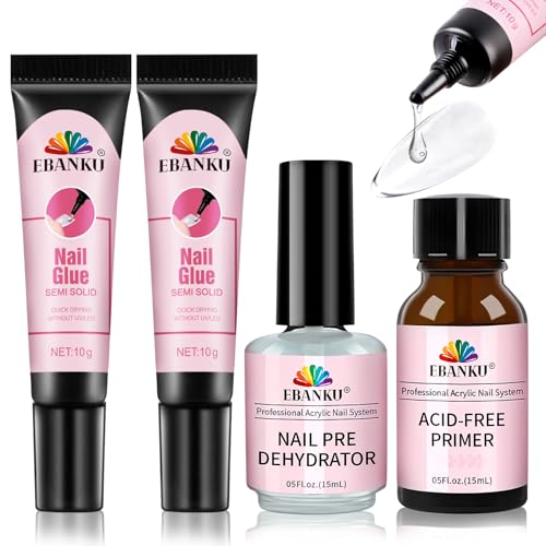 EBANKU Fester Nagelkleber mit Nagel Dehydrator und Primer Set, Extra Stark Kleber für Press On Nails, NO UV Needed Curing, Nail Prep Dehydrator und No Lift Nail Primer EBANKU Fester Nagelkleber mit Nagel Dehydrator und Primer Set, Extra Stark Kleber für Press On Nails, NO UV Needed Curing, Nail Prep Dehydrator und No Lift Nail Primer von EBANKU