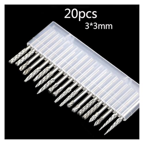 Lochsägen-Sets, 10 Pcs 20 Stücke Wolfram Hartmetall Rotary Burrs Set For Zubehör Fräser Bohrer Gravur Bits(20pcs3x3mmBlue box) von EBAYTV