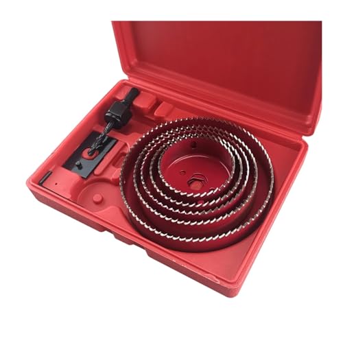Lochsägen-Sets, 19–127 Mm Lochsägen-Set, Sägebecher, Holz, Kronenbohrer For Gipskartonplatten, Holz, PVC, Kunststoff, Dichteplatten, Metall, Holzbearbeitungswerkzeuge(Red 8PCS 19-64mm) von EBAYTV