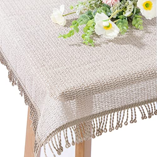 Gartentischdecke mit Fransen | Beige - Eckig - 110x140cm | Weichschaum-Tischdecke | Schaumdecke | Klassik-Outdoor-Decke | rutschfest | wetterbeständig | Farbe, Form und Größe wählbar von EBD