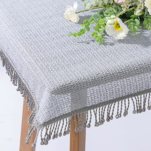 Gartentischdecke mit Fransen | Hellgrau - Rund - 140cm | Weichschaum-Tischdecke | Schaumdecke | Klassik-Outdoor-Decke | rutschfest | wetterbeständig von EBD