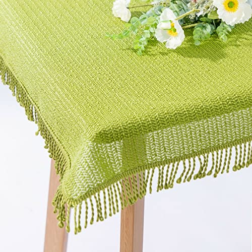 Gartentischdecke mit Fransen | Hellgrün - Eckig - 130x160cm | Weichschaum-Tischdecke | Schaumdecke | Klassik-Outdoor-Decke | rutschfest | wetterbeständig von EBD