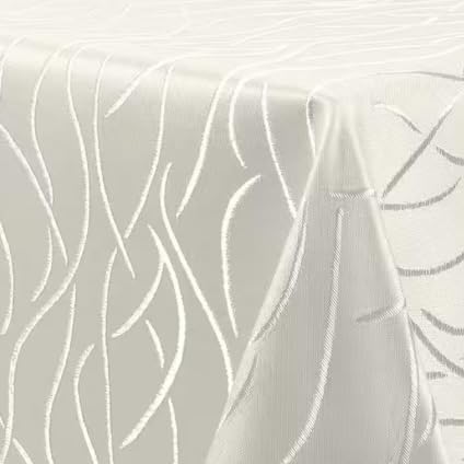Tischdecke | Champagner/Creme-Eckig-130x220cm | Tafeldecke | Tischtuch | Streifen-Wellen-Muster | Damast | Seidenglanz | Pflegeleicht Tischdecke | Champagner/Creme-Eckig-130x220cm | Tafeldecke | Tischtuch | Streifen-Wellen-Muster | Damast | Seidenglanz | Pflegeleicht von EBD