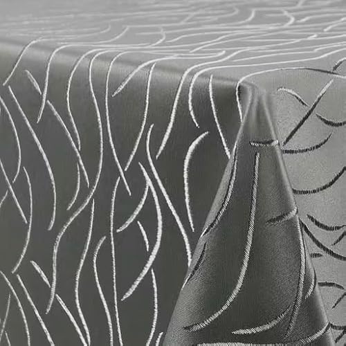 Tischdecke | Grau/Anthrazit-Eckig-110x140cm | Tafeldecke | Tischtuch | Streifen-Wellen-Muster | Damast | Seidenglanz | Pflegeleicht | Schmutzabweisend Tischdecke | Grau/Anthrazit-Eckig-110x140cm | Tafeldecke | Tischtuch | Streifen-Wellen-Muster | Damast | Seidenglanz | Pflegeleicht | Schmutzabweisend von EBD