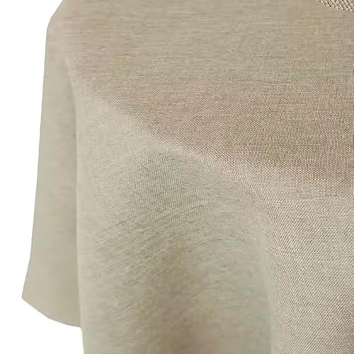 Tischdecke | Sand/Beige - Rund - 220cm | Gartentischdecke | Outdoor-Decke | Lotus-Effekt | Leinen-Optik | Schmutzabweisend von EBD