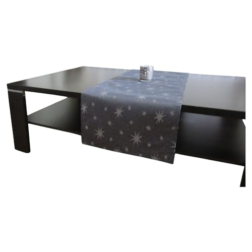 Tischläufer | Lurex Sterne | Tischband | Tischdeko (Grau/Anthrazit, 40x100 cm) von EBD