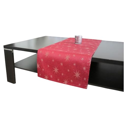 Tischläufer | Lurex Sterne | Tischband | Tischdeko (Rot, 40x100 cm) von EBD