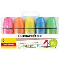 5 EBERHARD FABER Glitzer neon Mini Textmarker farbsortiert von EBERHARD FABER