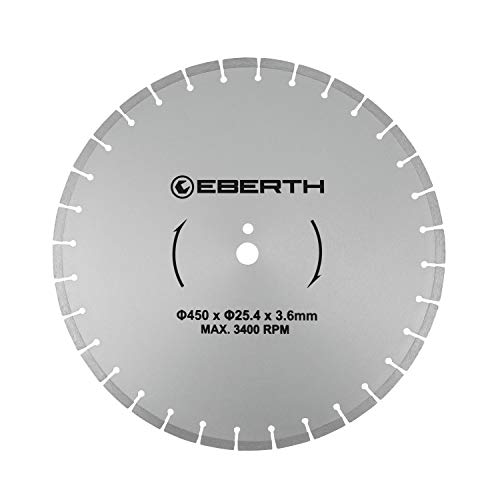 EBERTH Trennscheibe Diamanttrennscheibe für Stein, Beton, Fliesen und Feinsteinzeug, Diamantscheibe mit 450mm Durchmesser, 25,4mm Bohrung, 3,6mm Stärke, Diamant Trennscheibe f. Granit, Keramik, Marmor von EBERTH