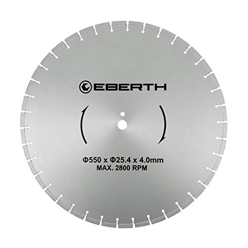 EBERTH Trennscheibe Diamanttrennscheibe für Stein, Beton, Fliesen und Feinsteinzeug, Diamantscheibe mit 550mm Durchmesser, 25,4mm Bohrung, 4,0mm Stärke, Diamant Trennscheibe f. Granit, Keramik, Marmor von EBERTH