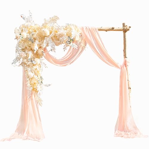 EBETA Hochzeit Volant Querbehang Freihanddeko für Hochzeitsbogen & Traubogen Himmelbett Vorhänge Gardine für Fenster Deko aus Chiffon-Stoff (Korallenrosa, 70x600 cm) von EBETA
