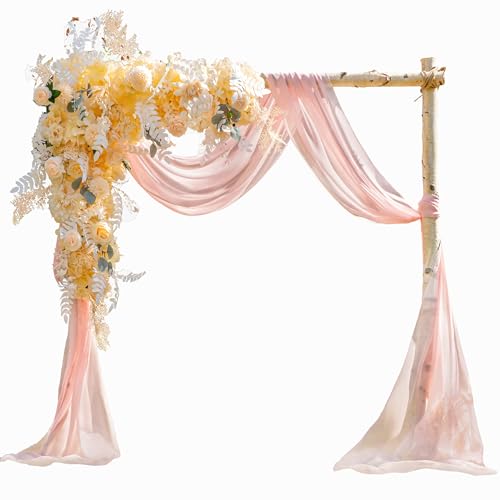 EBETA Hochzeit Volant Querbehang Freihanddeko für Hochzeitsbogen & Traubogen Himmelbett Vorhänge Gardine für Fenster Deko aus Chiffon-Stoff (Pink, 70x600 cm) von EBETA