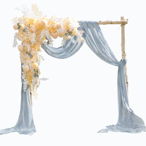 EBETA Hochzeit Volant Querbehang Freihanddeko für Hochzeitsbogen & Traubogen Himmelbett Vorhänge Gardine für Fenster Deko aus Chiffon-Stoff (Rauch-blau, 145x600 cm) von EBETA