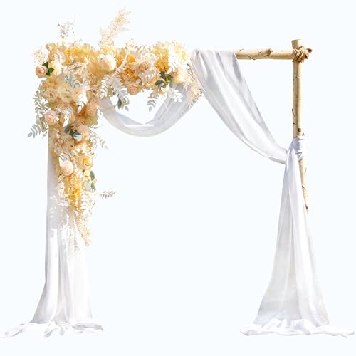 EBETA Hochzeit Volant Querbehang Freihanddeko für Hochzeitsbogen & Traubogen Himmelbett Vorhänge Gardine für Fenster Deko aus Chiffon-Stoff (Weiß, 70x600 cm) von EBETA