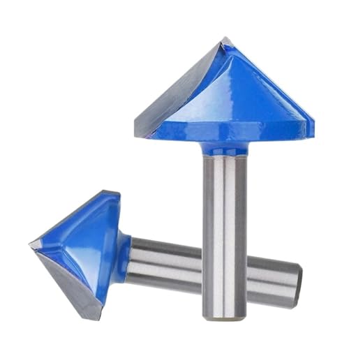 Holzfräser, 8 mm Schaft, V-förmiger Fräser, 90 Grad, Hartmetall-Schaftfräser, Durchmesser 22–32 mm, Holzfräser, 2 Stück(8x32mm 90D) von EBGAZSPD