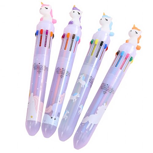 EBHO 4 Stück Mehrfarbiger Kugelschreiber Stift Mehrfarbig Einhorn Stifte Kugelschreiber Kinder für Studenten Kinder Schulbedarf 10 Farben EBHO 4 Stück Mehrfarbiger Kugelschreiber Stift Mehrfarbig Einhorn Stifte Kugelschreiber Kinder für Studenten Kinder Schulbedarf 10 Farben von EBHO