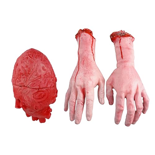 EBKCQ Halloween Deko Hände, 3 Teilig Gummihand Halloween Arm Hände Bloody Herz mit Blut Verschmiert Halloween Deko Horror für Halloween Partyartikel Dekoration von EBKCQ