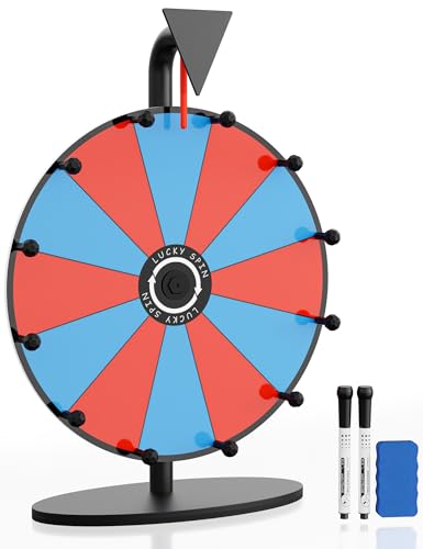 Drehbares Preisrad mit doppeltem Verwendungszweck oder Wandmontage, robustes Glücksrad mit 12 Schlitzen, trocken abwischbaren Markern und Radiergummi, für Karneval, Messen, Glücksspiel, 30,5 cm Drehbares Preisrad mit doppeltem Verwendungszweck oder Wandmontage, robustes Glücksrad mit 12 Schlitzen, trocken abwischbaren Markern und Radiergummi, für Karneval, Messen, Glücksspiel, 30,5 cm von EBLIKI