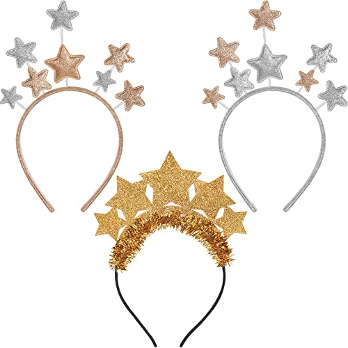 EBOOT 3 Stück Glitzer Stern Stirnband Haarreif Weihnachten Haarband Süßes Frohes Neues Jahr Stirnband Weihnachten Haar Accessoires für Frauen Mädchen Kinder Festival Urlaub Geburtstag Party von EBOOT