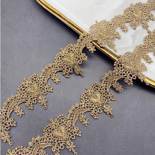 Elegante Spitzenborte mit Goldfaden für DIY-Hochzeitsprojekte – hypnotischer Hohlstil mit goldener Quaste – bringen Sie Glamour in Ihre Stoffaccessoires (Größe: 9,1 m) von EBRICON
