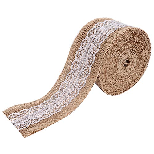 2 Brötchen mit 5 M Exquisitem Leinenspitzenband für Hochzeit, Weihnachten, DIY -Handwerk und Geschenke - Elegante Dekorationszubehör (B Typ) von EBTOOLS