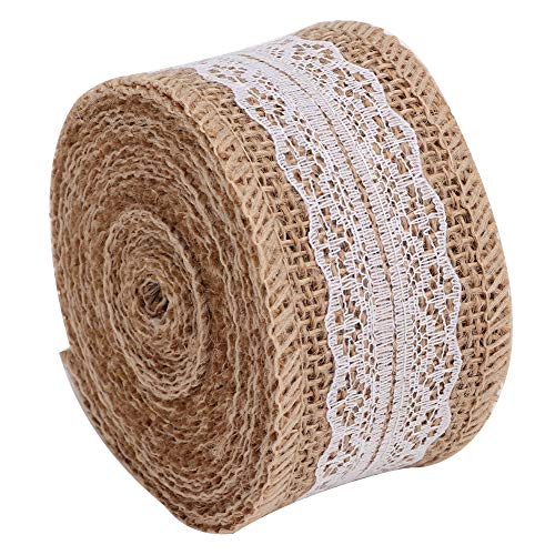 2 Brötchen mit 5 M Exquisitem Leinenspitzenband für Hochzeit, Weihnachten, DIY -Handwerk und Geschenke - Elegante Dekorationszubehör (B Typ) von EBTOOLS