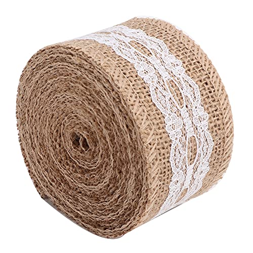 2 Brötchen mit 5 M Exquisitem Leinenspitzenband für Hochzeit, Weihnachten, DIY -Handwerk und Geschenke - Elegante Dekorationszubehör (C-Typ) von EBTOOLS
