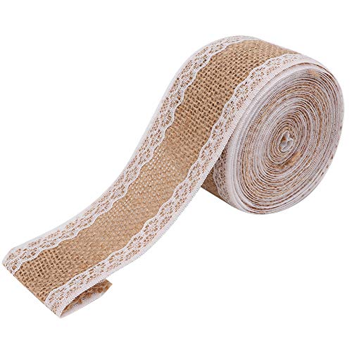 2 Brötchen mit 5 M Exquisitem Leinenspitzenband für Hochzeit, Weihnachten, DIY -Handwerk und Geschenke - Elegante Dekorationszubehör (D-Typ) von EBTOOLS