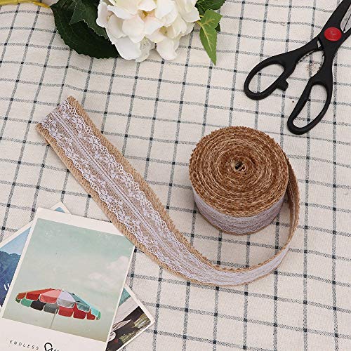 2 Brötchen mit 5 M Exquisitem Leinenspitzenband für Hochzeit, Weihnachten, DIY -Handwerk und Geschenke - Elegante Dekorationszubehör (Ein Typ) von EBTOOLS