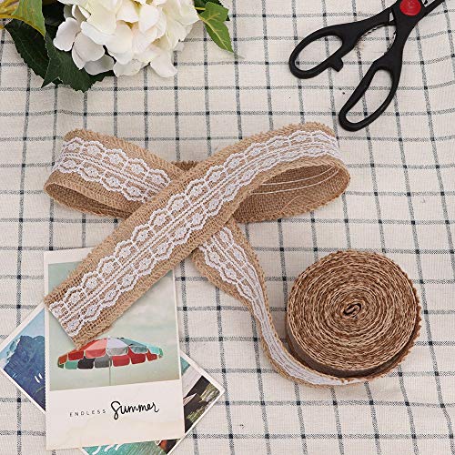 2 Brötchen mit 5 M Exquisitem Leinenspitzenband für Hochzeit, Weihnachten, DIY -Handwerk und Geschenke - Elegante Dekorationszubehör (Typ E) von EBTOOLS