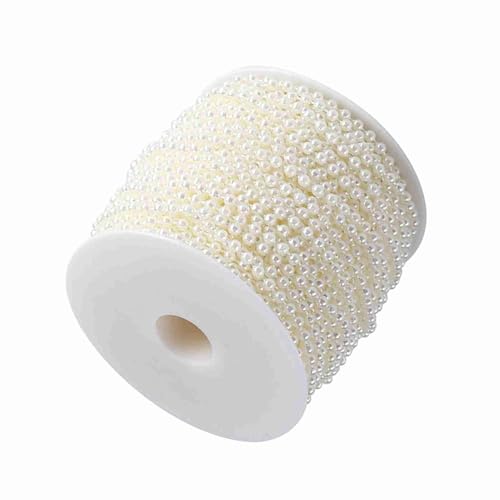 40m/Roll 4mm Hochwertig Beige Künstliche Perlenperlen für DIY-Hochzeits- und Partydekorationen (Beige) von EBTOOLS