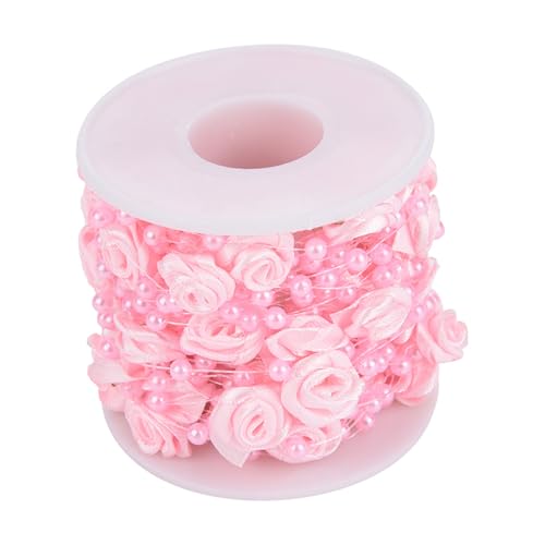 EBTOOLS 10 M/roll Weiße Rose Künstliche Perle Drahtkügelchen Girlandschnur für DIY -Hochzeit und Partydekoration (PINK) von EBTOOLS