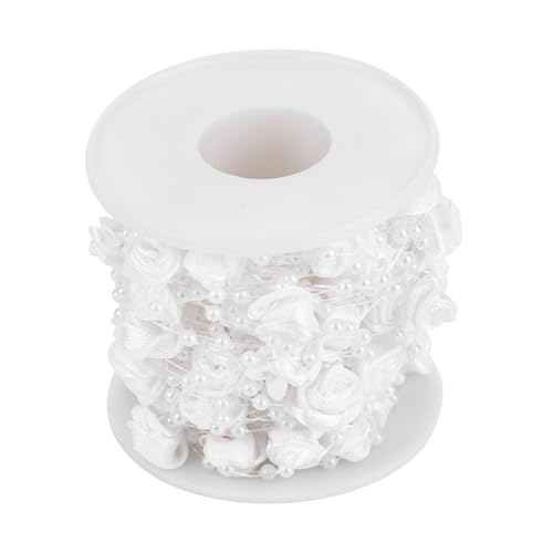 EBTOOLS 10 M/roll Weiße Rose Künstliche Perle Drahtkügelchen Girlandschnur für DIY -Hochzeit und Partydekoration (WHITE) von EBTOOLS