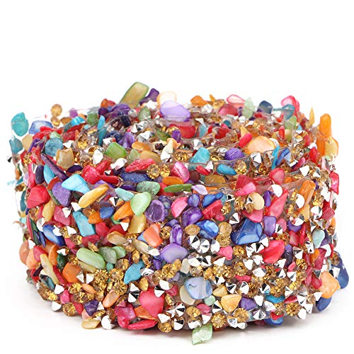 EBTOOLS 1m DIY Glänzende Bunte Steinzierband für Basteln, Kleiderzubehör und Hochzeitsdekorationen (3,5 cm breit gefärbter Kieskleberstreifen) von EBTOOLS