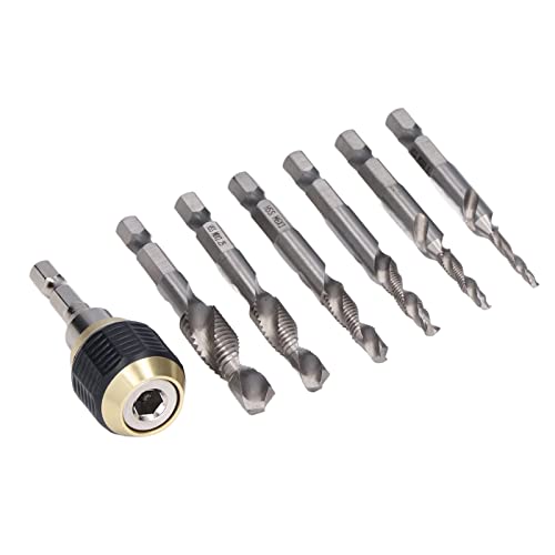 EBTOOLS 7pcs /Set Hochgeschwindigkeits-Stahl-Spiralkombination mit Schnellem Wechsel Chuck in /4in Hex Shank für Vielseitige Bohrungen und (Echter Farbhahn) von EBTOOLS