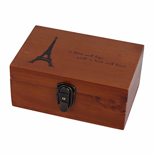EBTOOLS Vintage Holzspeicherbox mit Wunderschönem Druck - für Wohnkultur-, Organisations- und Fotografie Requisiten (Gebackener Eisenturm) von EBTOOLS