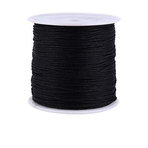 Nylonschnur 0,8mm, 1 Rollen (100m) Nylon-Handstrickschnur-Sickenfaden für DIY Halskette, Schmuckherstellung，schwarz von EBTOOLS