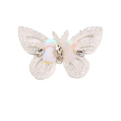 Kunstkristall Strassstein 1 Piece Handmade Beaded Butterfly Sew On Applique Patch Multicolor 7.5x5cm(White butterfly) von EBZFASO