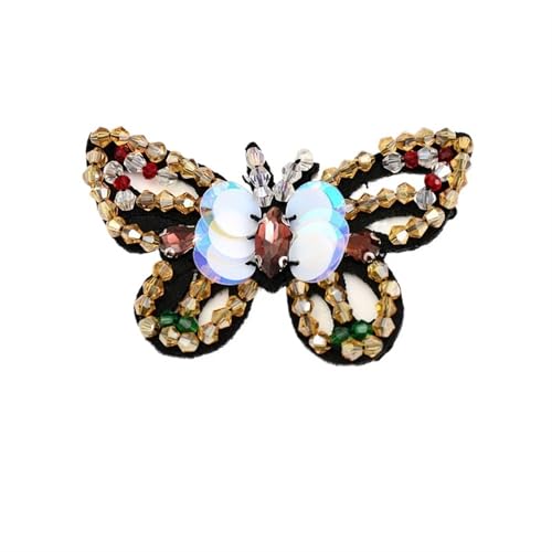 Kunstkristall Strassstein 1 Piece Handmade Beaded Butterfly Sew On Applique Patch Multicolor 7.5x5cm(Yellow butterfly) von EBZFASO