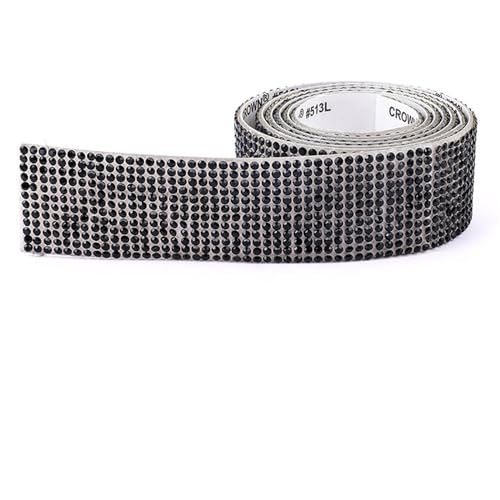 Kunstkristall Strassstein DIY Self Adhesive Glitter Diamond Sticker Tape Pack of 1 Multicolor Multiple Sizes(Black,6 row drills) von EBZFASO