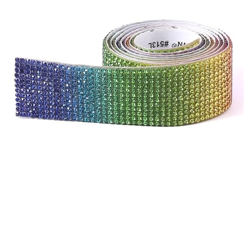 Kunstkristall Strassstein DIY Self Adhesive Glitter Diamond Sticker Tape Pack of 1 Multicolor Multiple Sizes(Colorful,10 rows drills) von EBZFASO