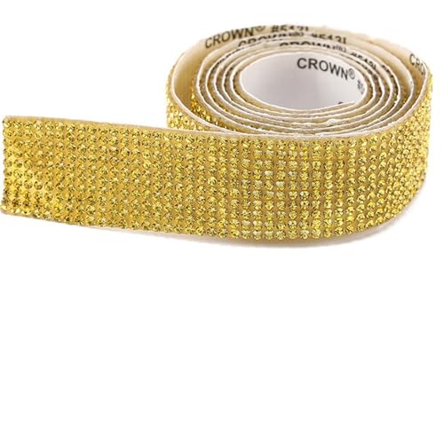 Kunstkristall Strassstein DIY Self Adhesive Glitter Diamond Sticker Tape Pack of 1 Multicolor Multiple Sizes(Lemon yellow,6 row drills) von EBZFASO