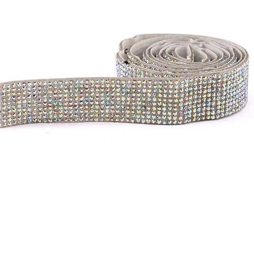 Kunstkristall Strassstein DIY Self Adhesive Glitter Diamond Sticker Tape Pack of 1 Multicolor Multiple Sizes(White AB,6 row drills) von EBZFASO